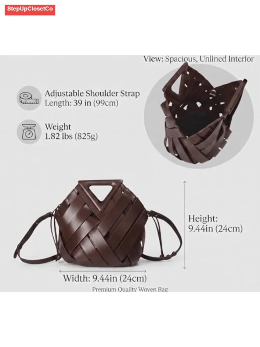Woven Bucket Bag for Women Retro Vegan Leather Crossbody Shoulder Hobo Purse